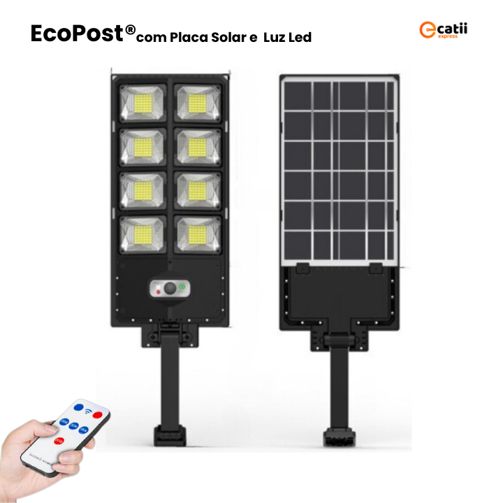 Luz EcoPost com Sensor de Movimento e Energia Solar - Mantenha sua área Segura e bem Iluminada