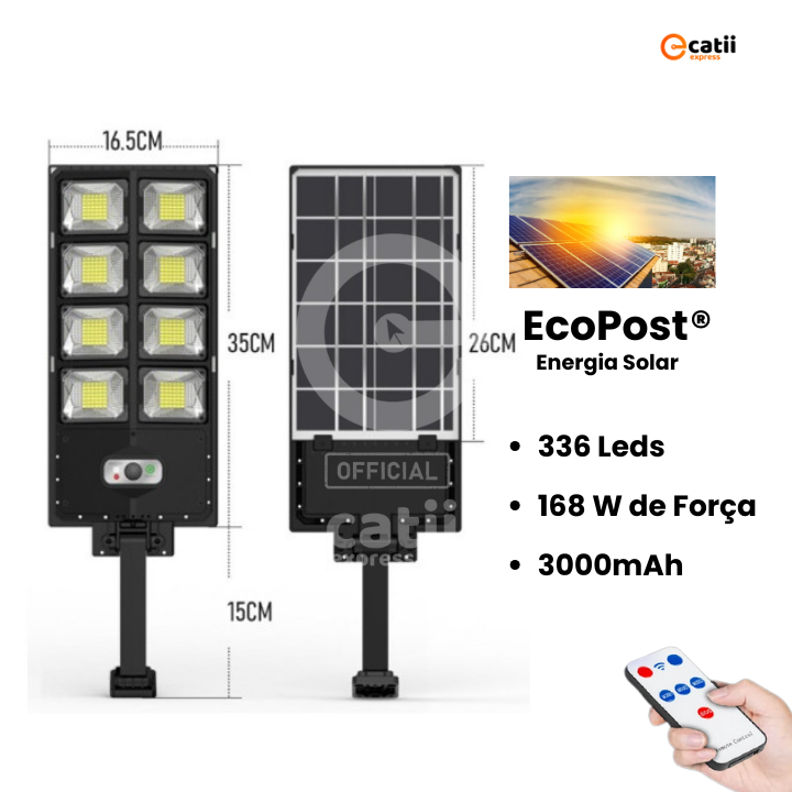 Luz EcoPost com Sensor de Movimento e Energia Solar - Mantenha sua área Segura e bem Iluminada