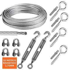 Kit acessórios 1  - 20 metros de cabo de aço Vonder 2,7mm revestido