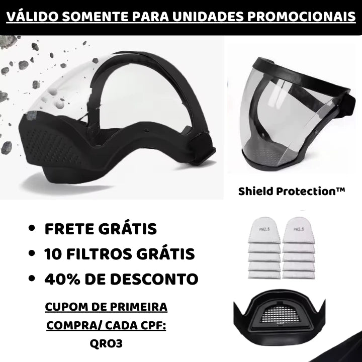 Shield Protection™ - Máscara facial para Segurança em Todos os Momentos |  10 unidades de Filtro Extra