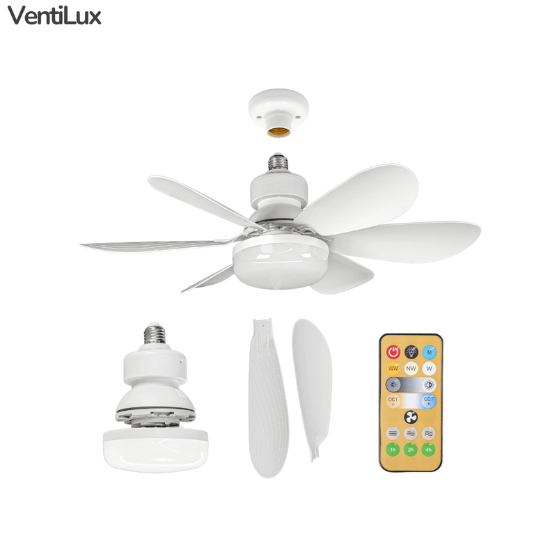 Mini VentiLux - ventilador de teto com luz Led e Controle Remoto